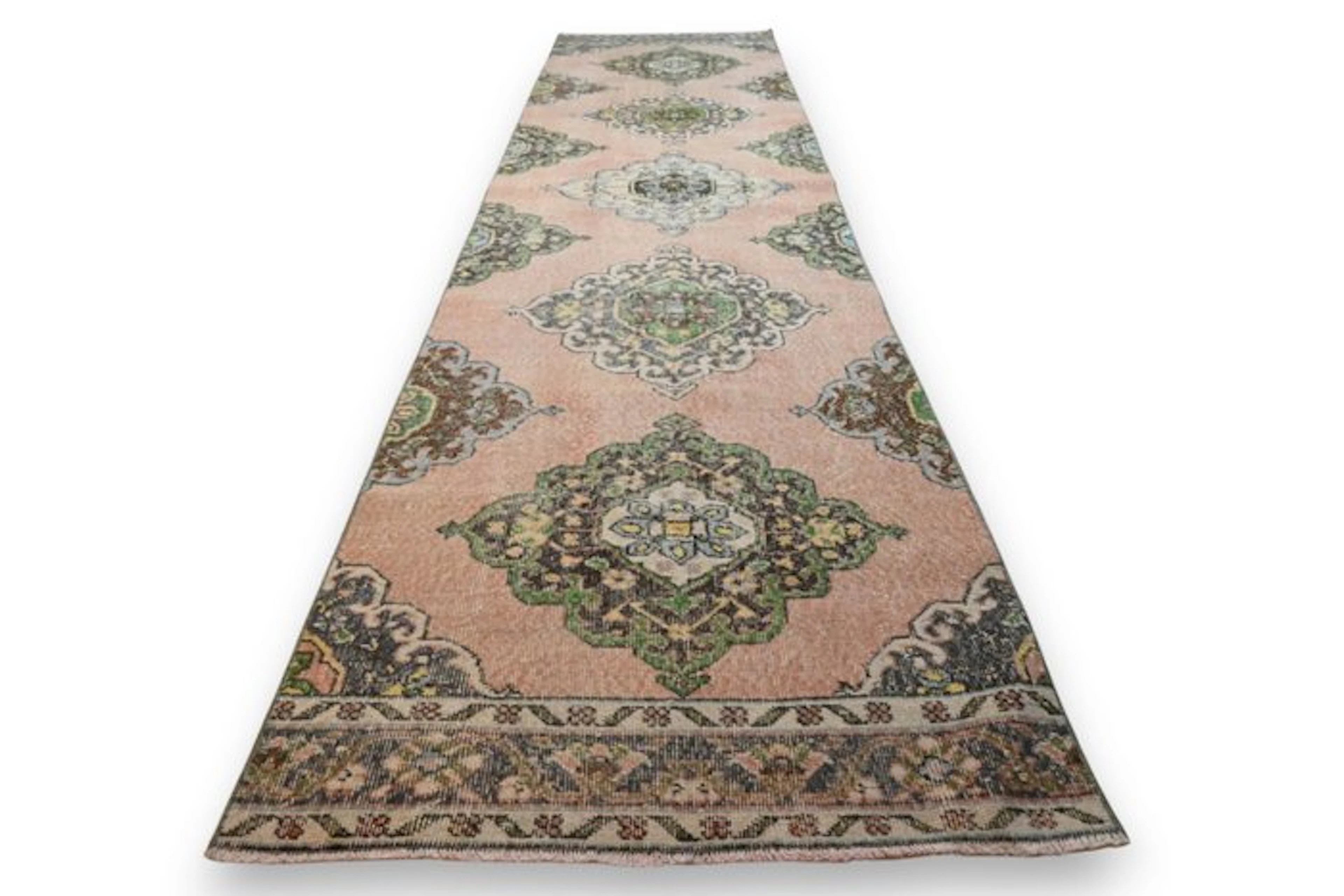 Long vintage Usak - Runner - 380 cm - 90 cm - with certificate
