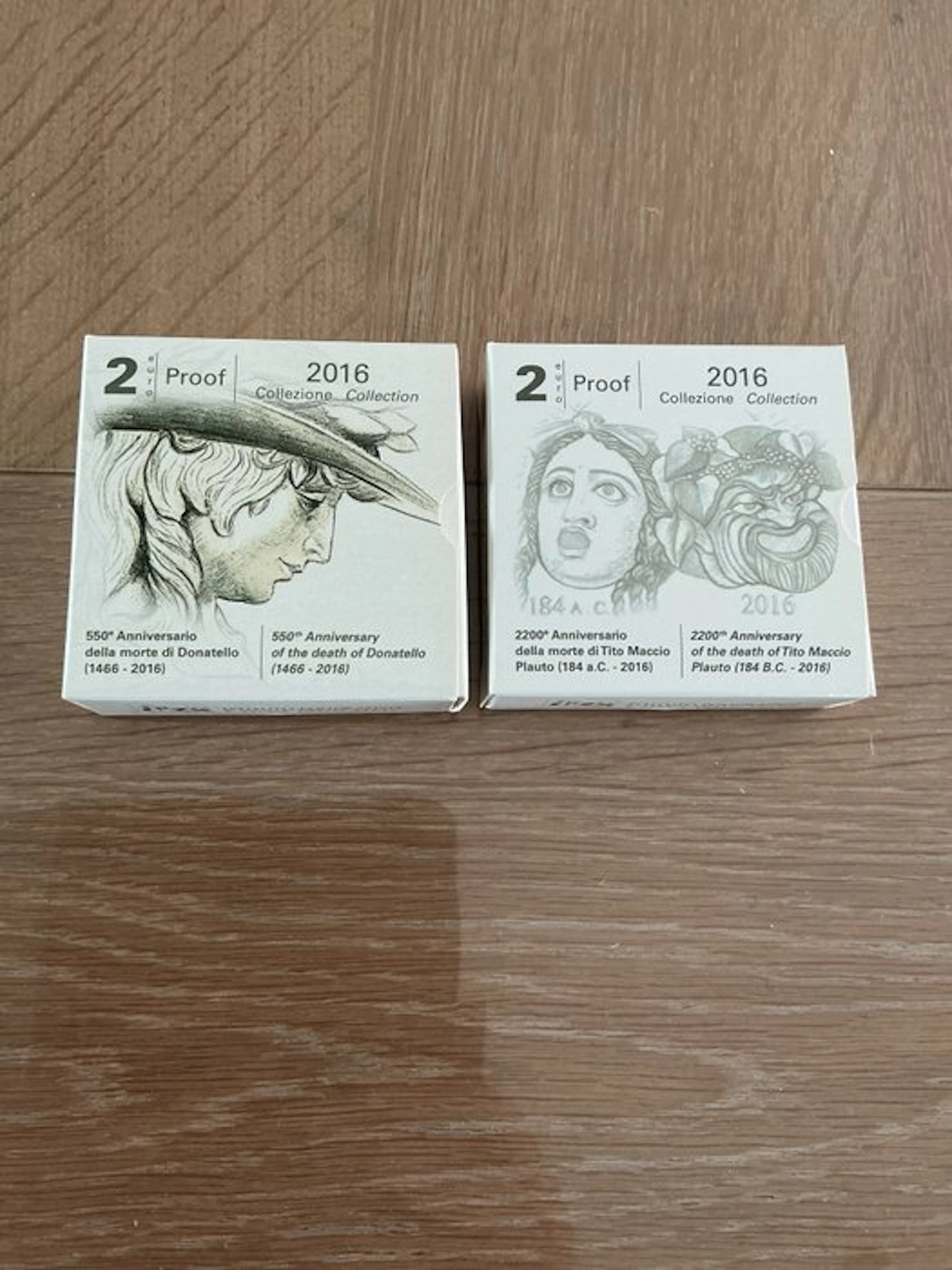 Italy. 2 Euro 2016 "Plauto" + "Donatello" (2 coins) Proof (No reserve price)
