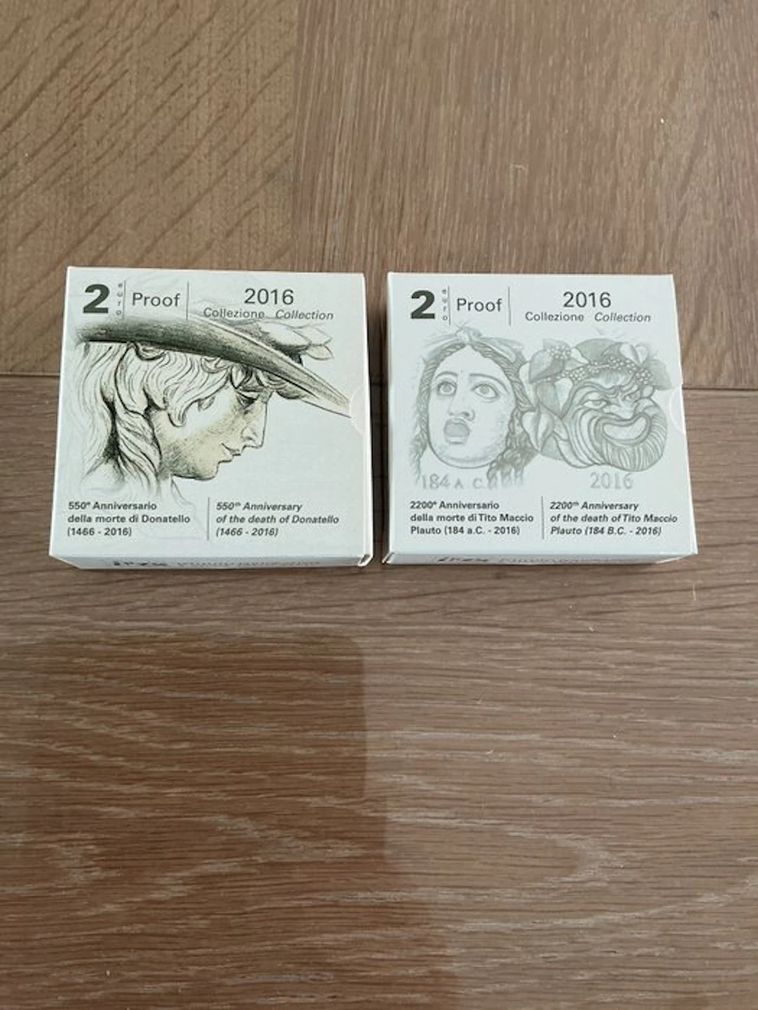 Italy. 2 Euro 2016 "Plauto" + "Donatello" (2 coins) Proof (No reserve price)