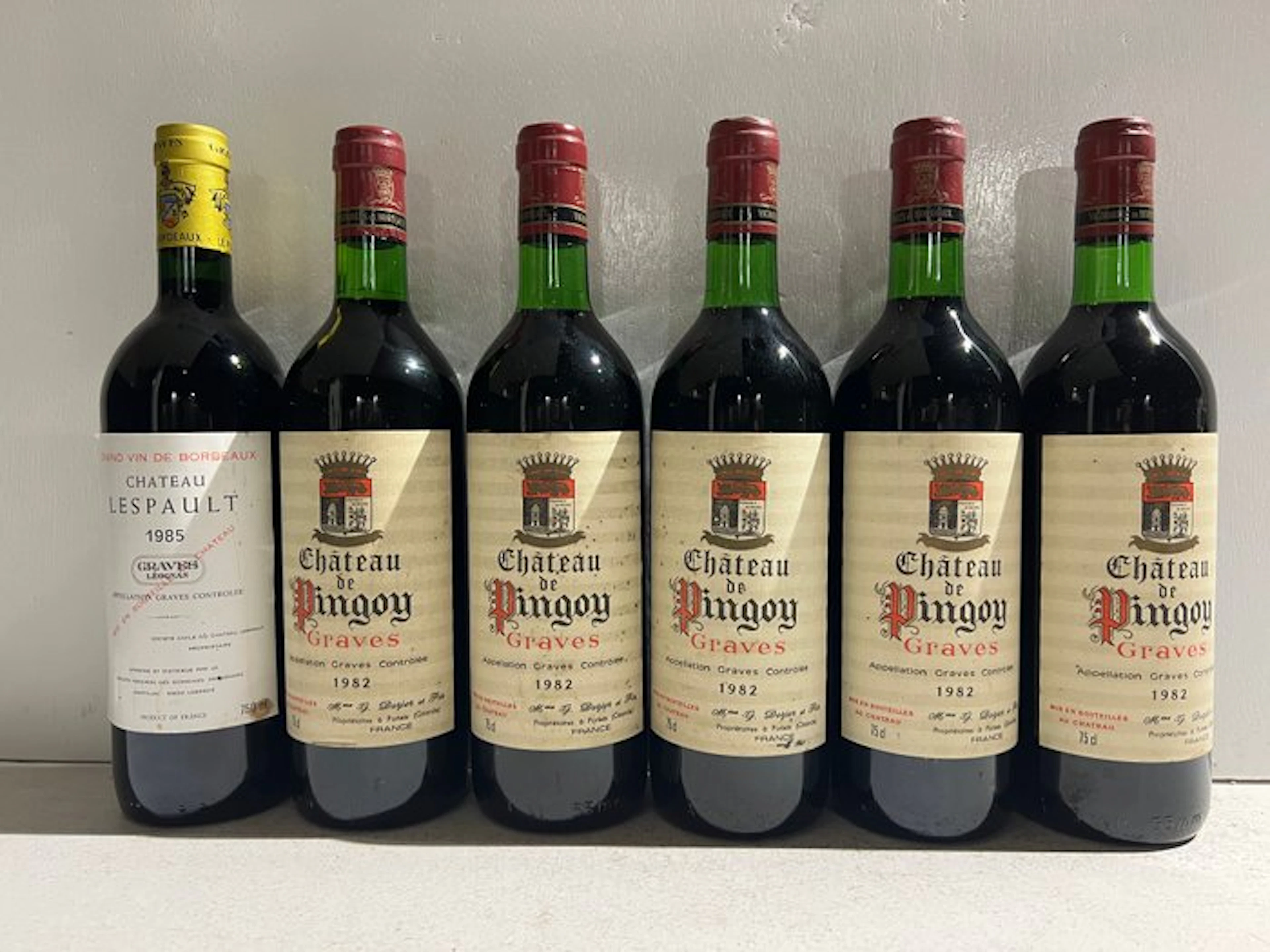 1982 x 5 Chateau de Pingoy & 1985 Chateau Lespault - Graves - 6 Bottles (0.75L)