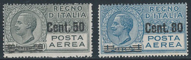 Italy Kingdom - Airmail overprint, complete series Nos. 8/9.