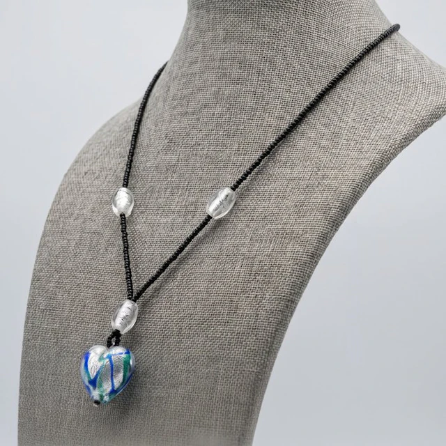 Submerged Silver - Necklace with pendant - in Murano glass