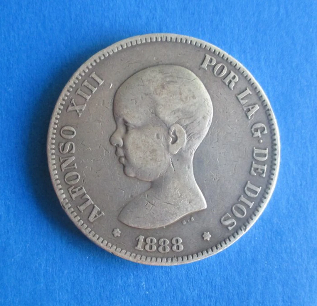 Spain. Alfonso XIII. 5 Pesetas 1888, *88, MPM (No reserve price)
