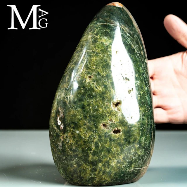 Green Ocean Agatized Jasper with Crystalline Formations –...