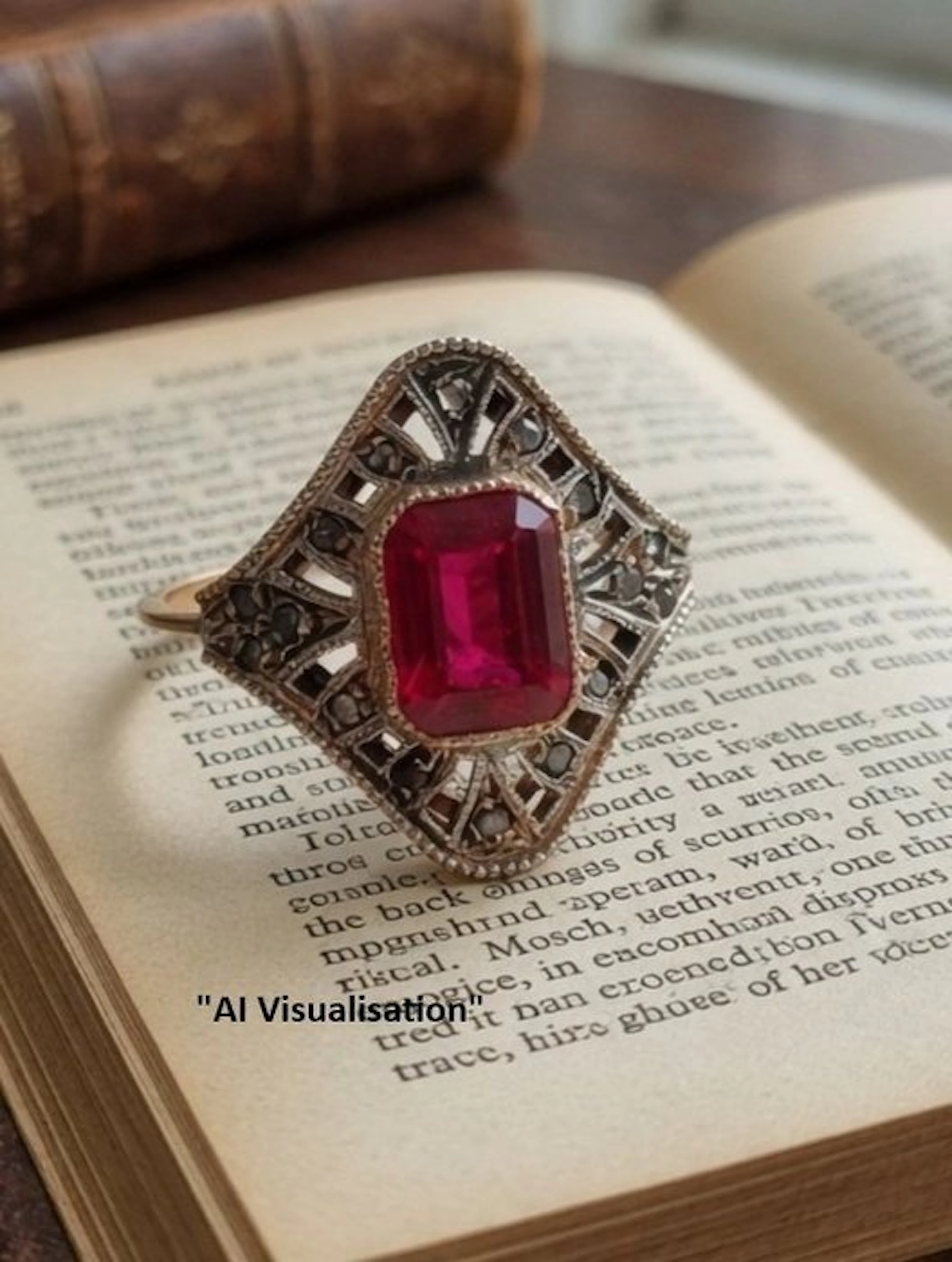 No reserve price - Ring - 9 kt. Silver, Rose gold Ruby - Diamond