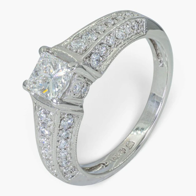 No reserve price - Ring - 14 kt. HRD, White gold - 0.95ct. tw. Diamond