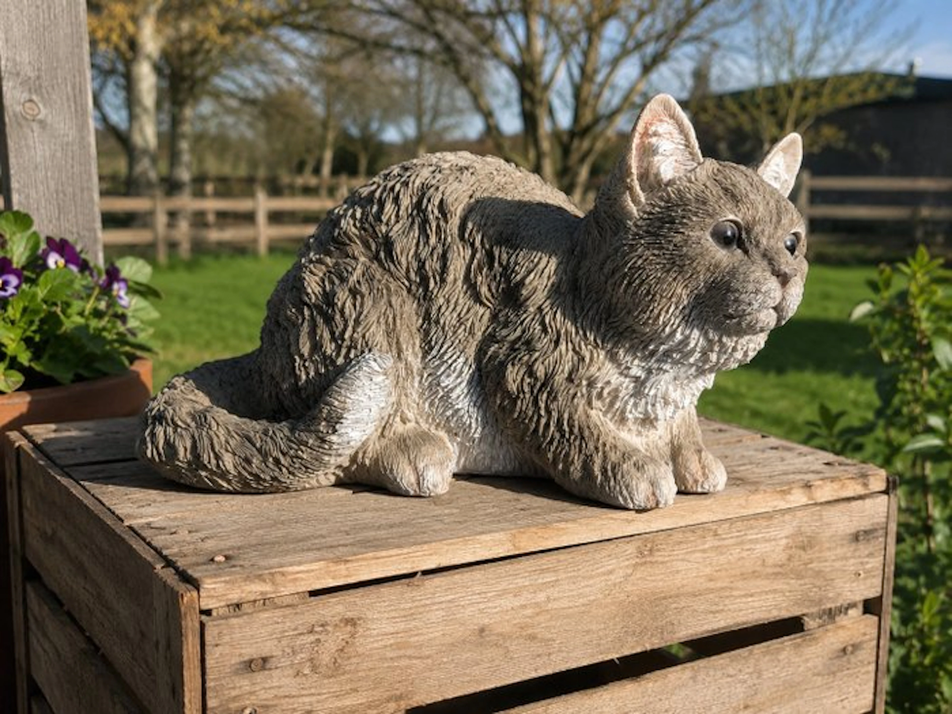 Statue, garden statue cat - 17 cm - polyresin