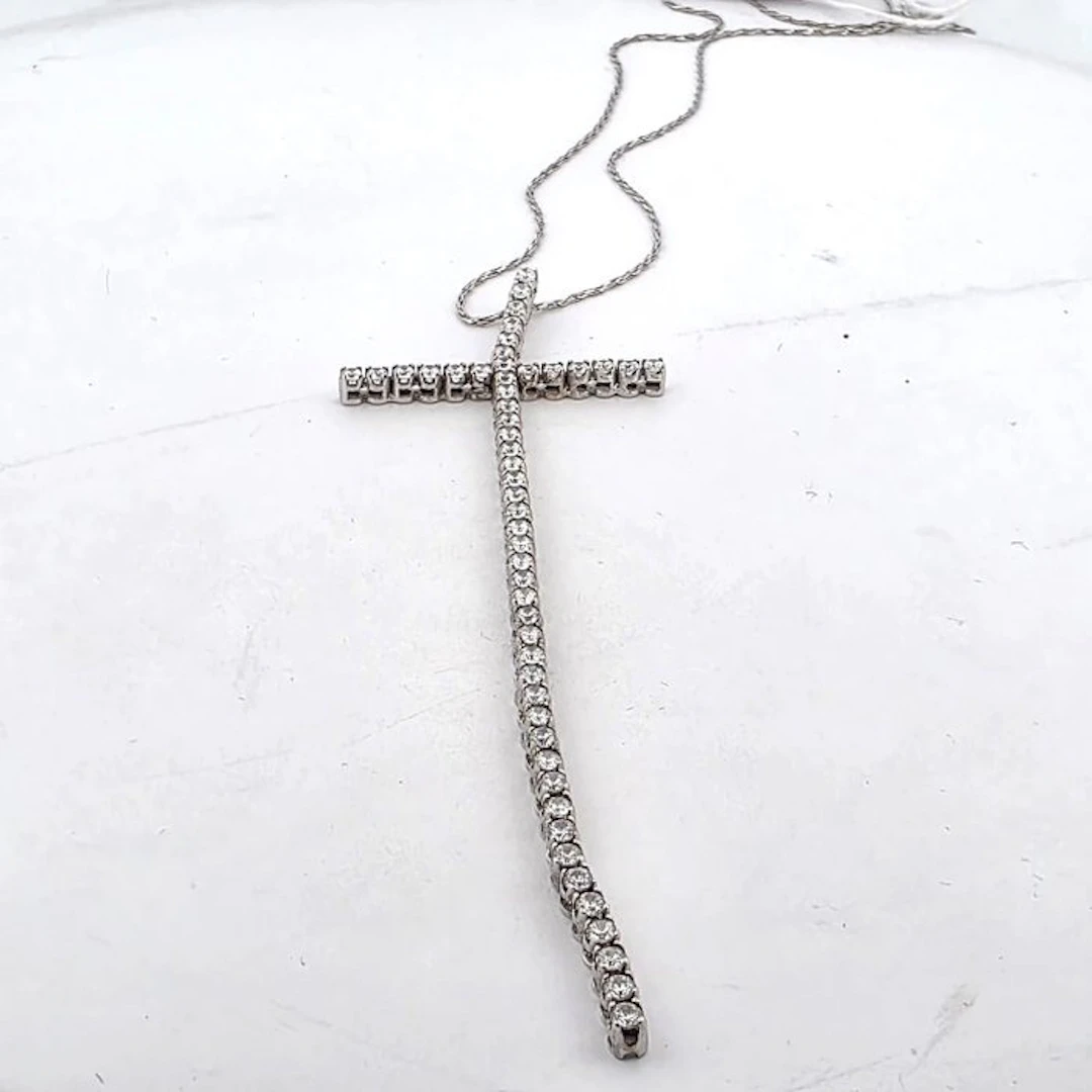 Necklace with pendant - 18 kt. White gold - 1.60ct. tw. Diamond (Natural)