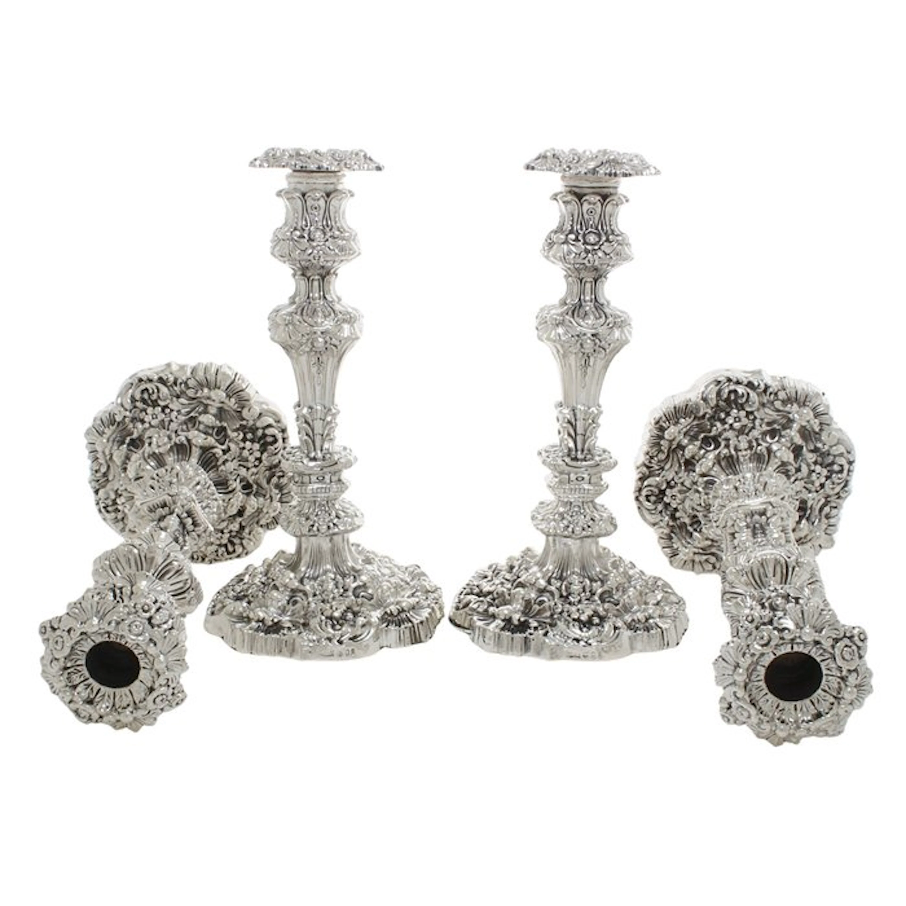 Engelse Kandelaars 1824 - Candlestick (4) - .925 silver - 25 cm H