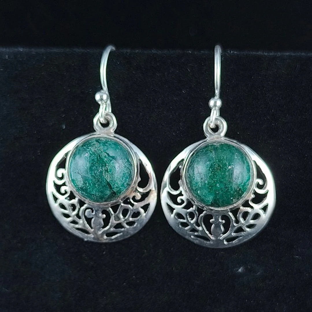 Silver - Earrings - Aventurine Sterling Silver