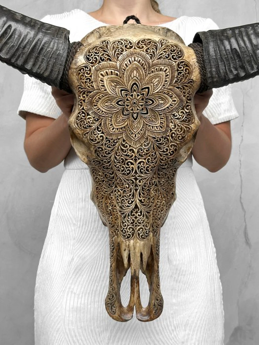 NO RESERVE PRICE - C - Large Hand-Carved Brown Water...