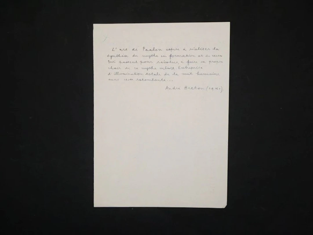 André BRETON - Manuscrit sur Wolfgang PAALEN - 1960