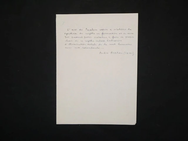 André BRETON - Manuscrit sur Wolfgang PAALEN - 1960