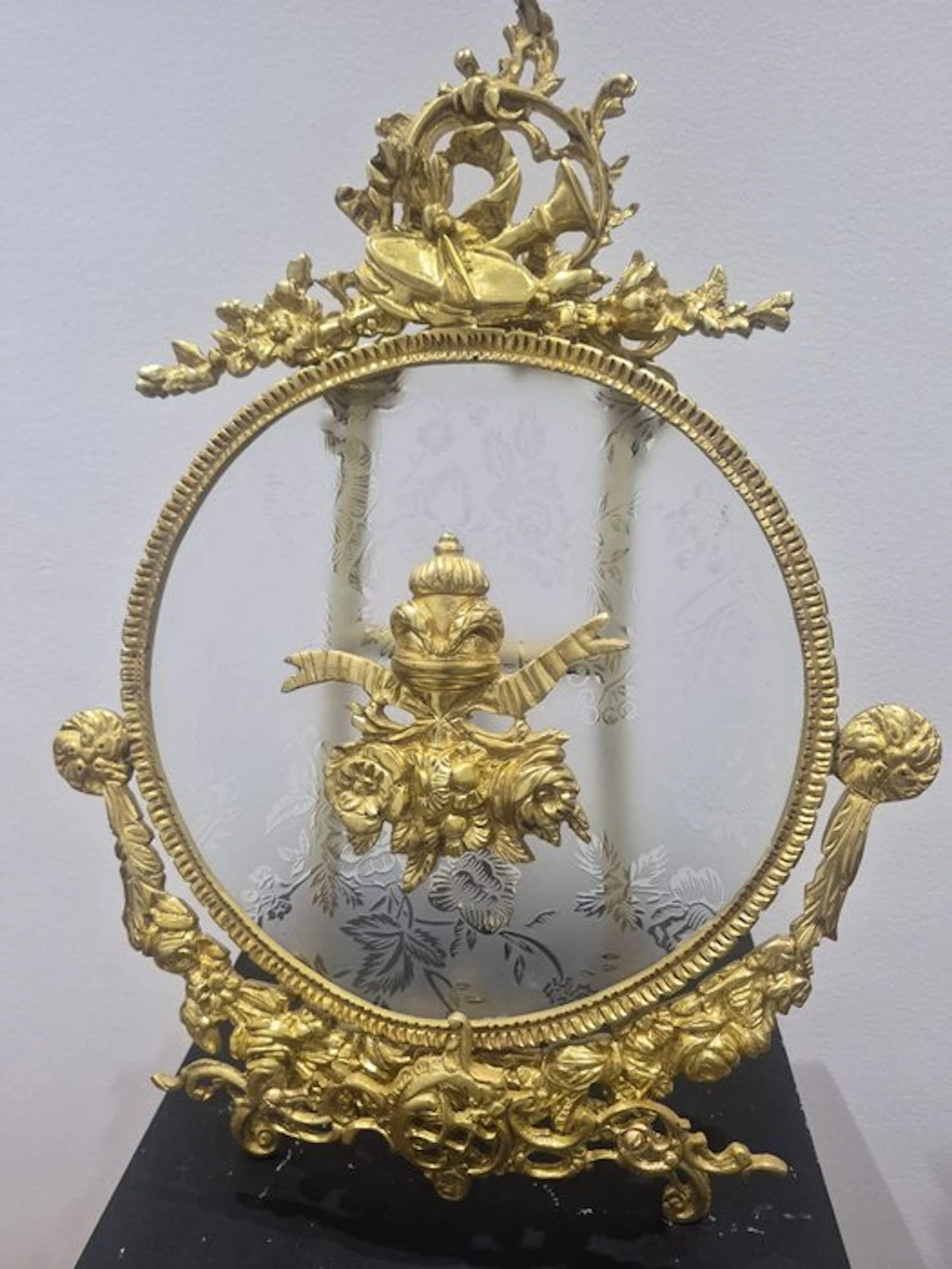 19th-Century French Gilt Mercury-Gold Bronze Table Mirror