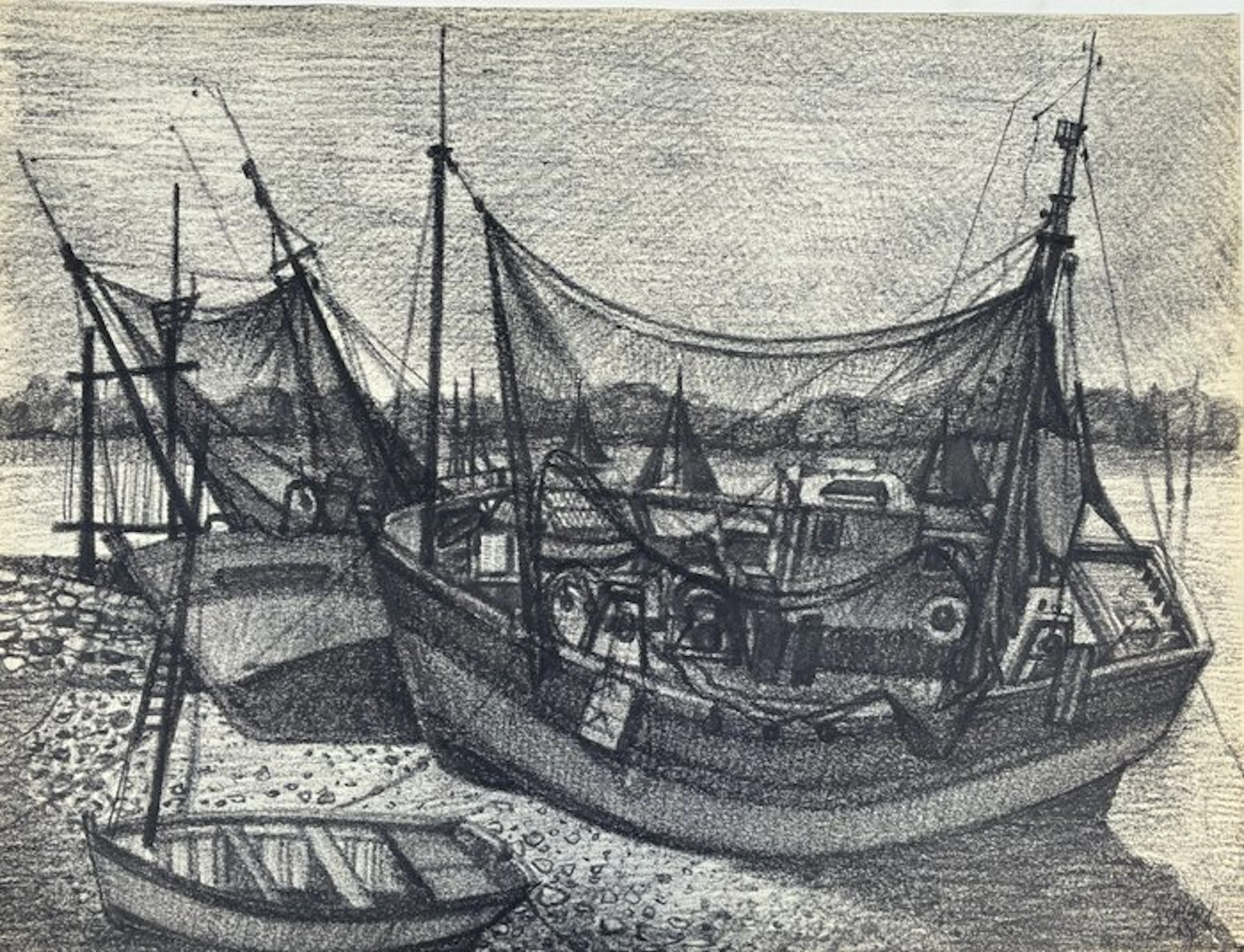 Raymond Legrand (1920-2019) - Marine - Bateaux au port en...