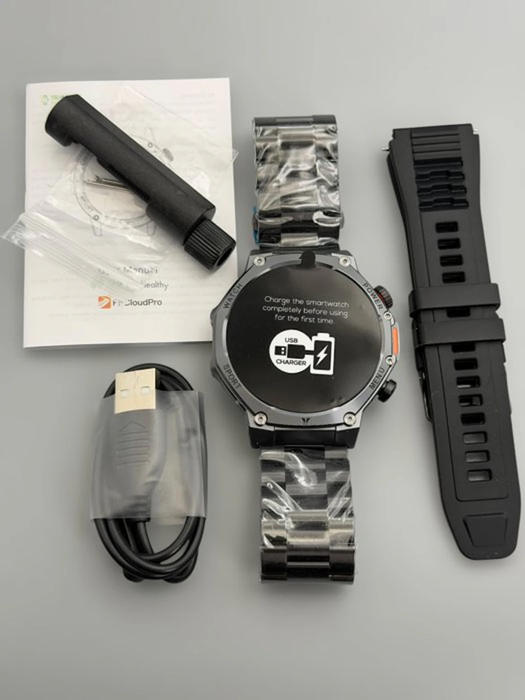 AK82 Premium Outdoor Smartwatch Ø 52mm | LED Flashlight |...