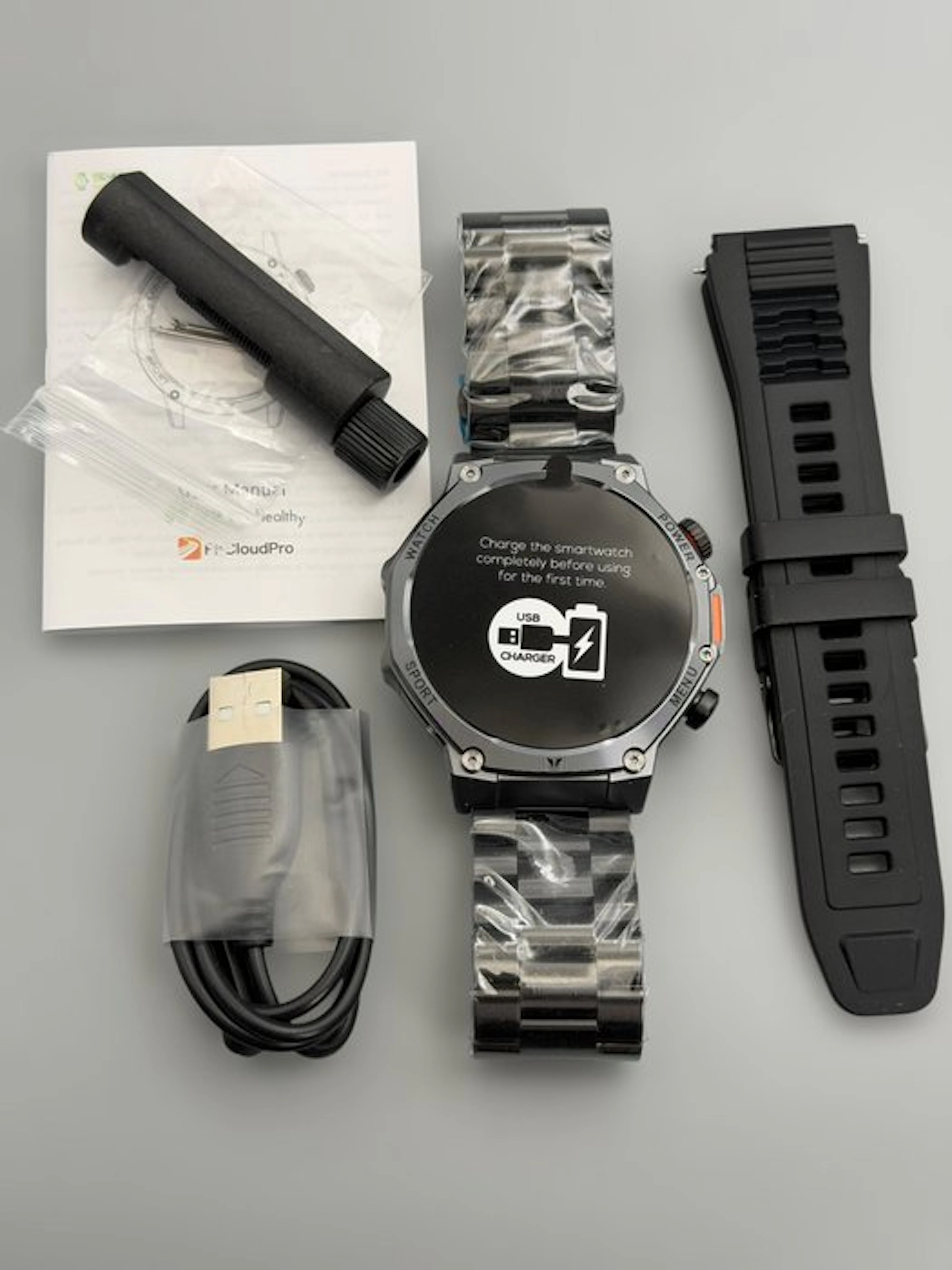 AK82 Premium Outdoor Smartwatch Ø 52mm | LED Flashlight |...
