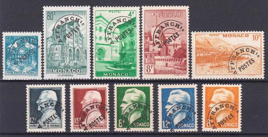 Monaco 1943/1951 - Pre-cancelled “AFFRANCHts POSTE” complete series