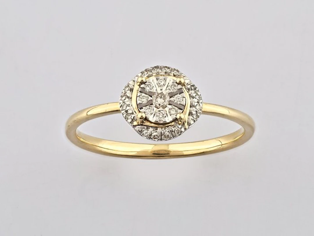 Ring - 14 kt. Yellow gold - 0.10ct. tw. Diamond (Natural)