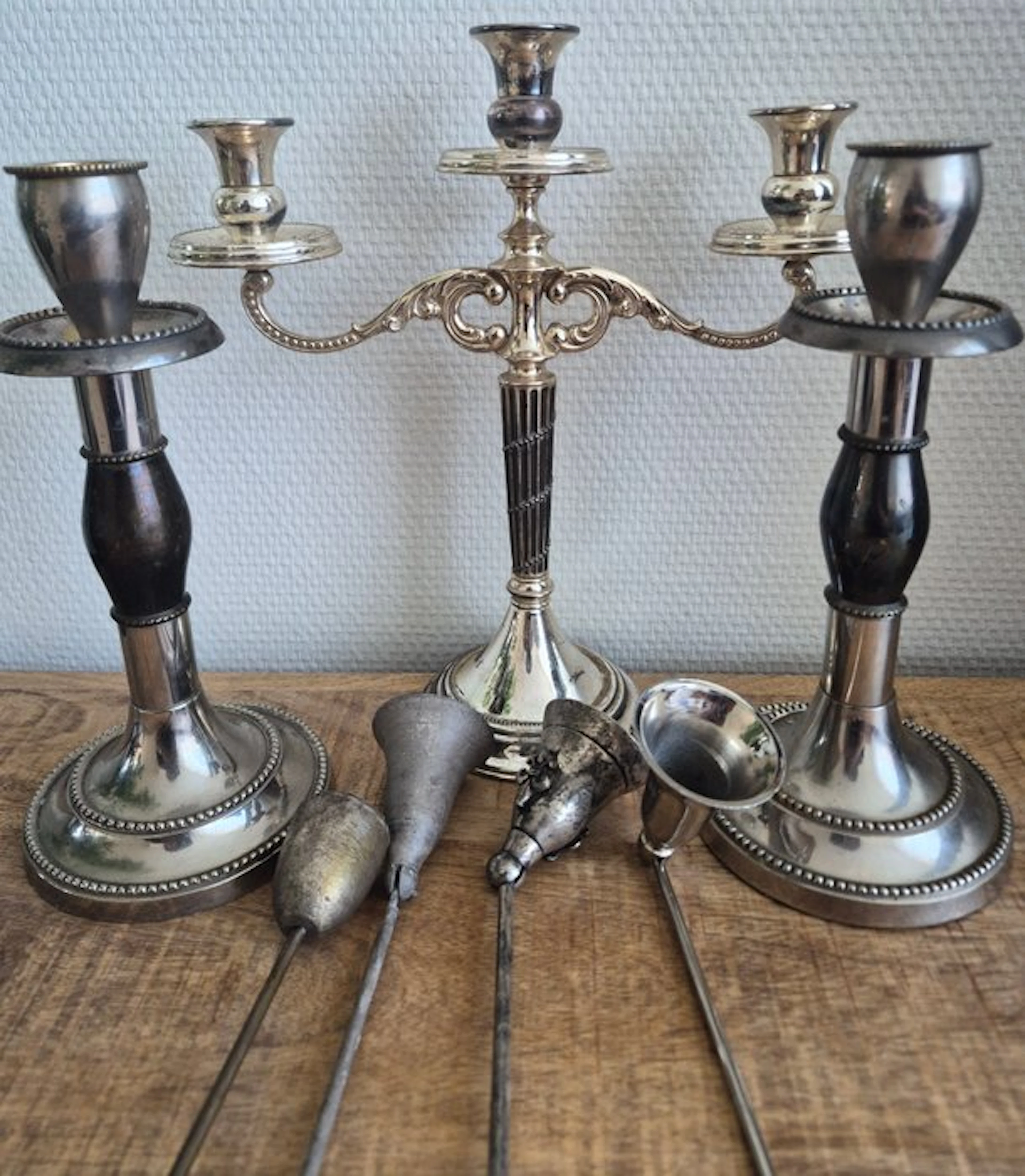 Chandelier (7) - Silverplated, Brass