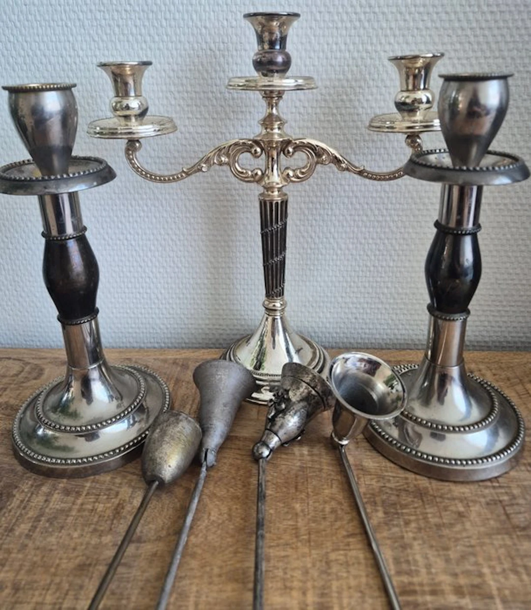 Chandelier (7) - Silverplated, Brass