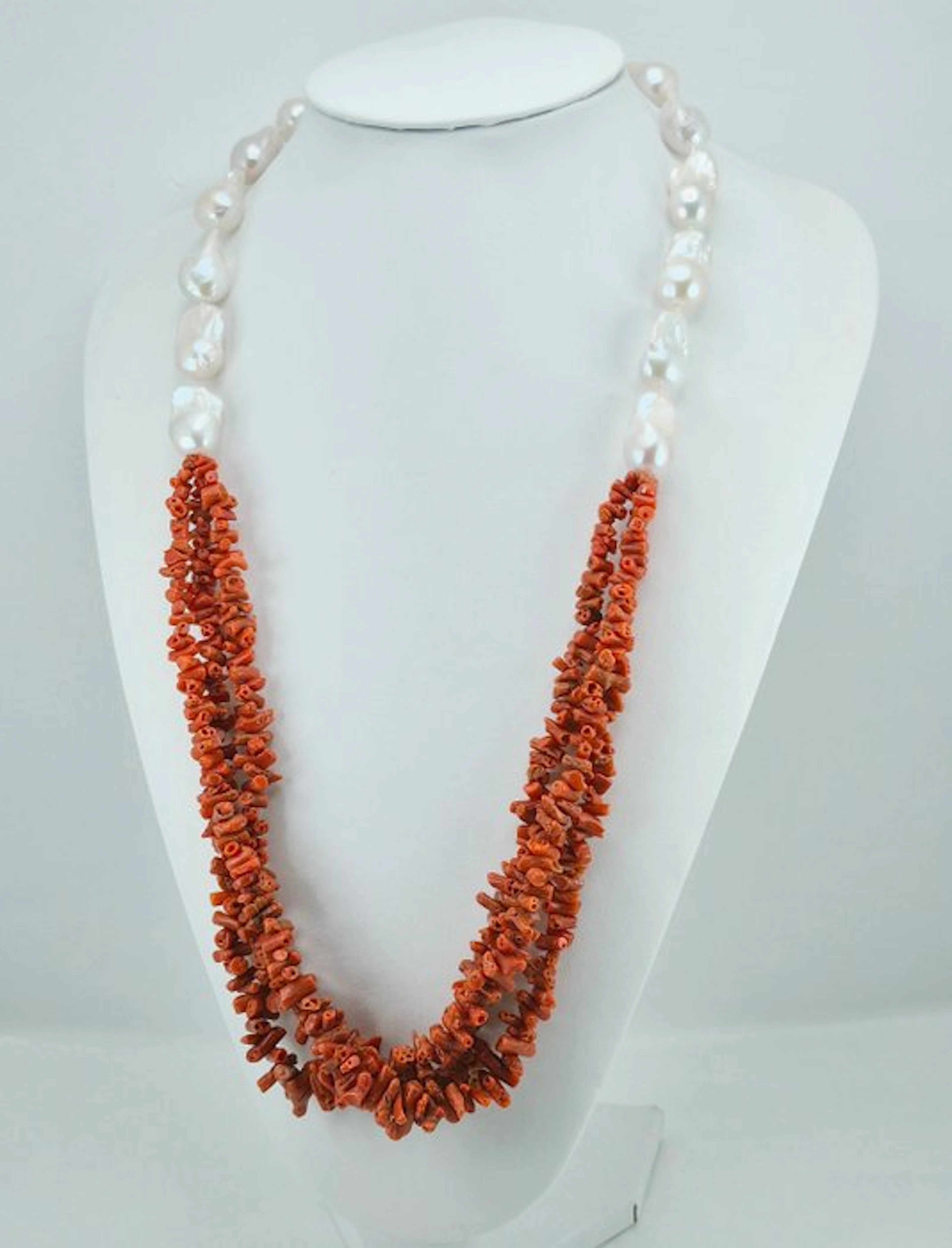 Coral - Silver - 2 piece jewellery set