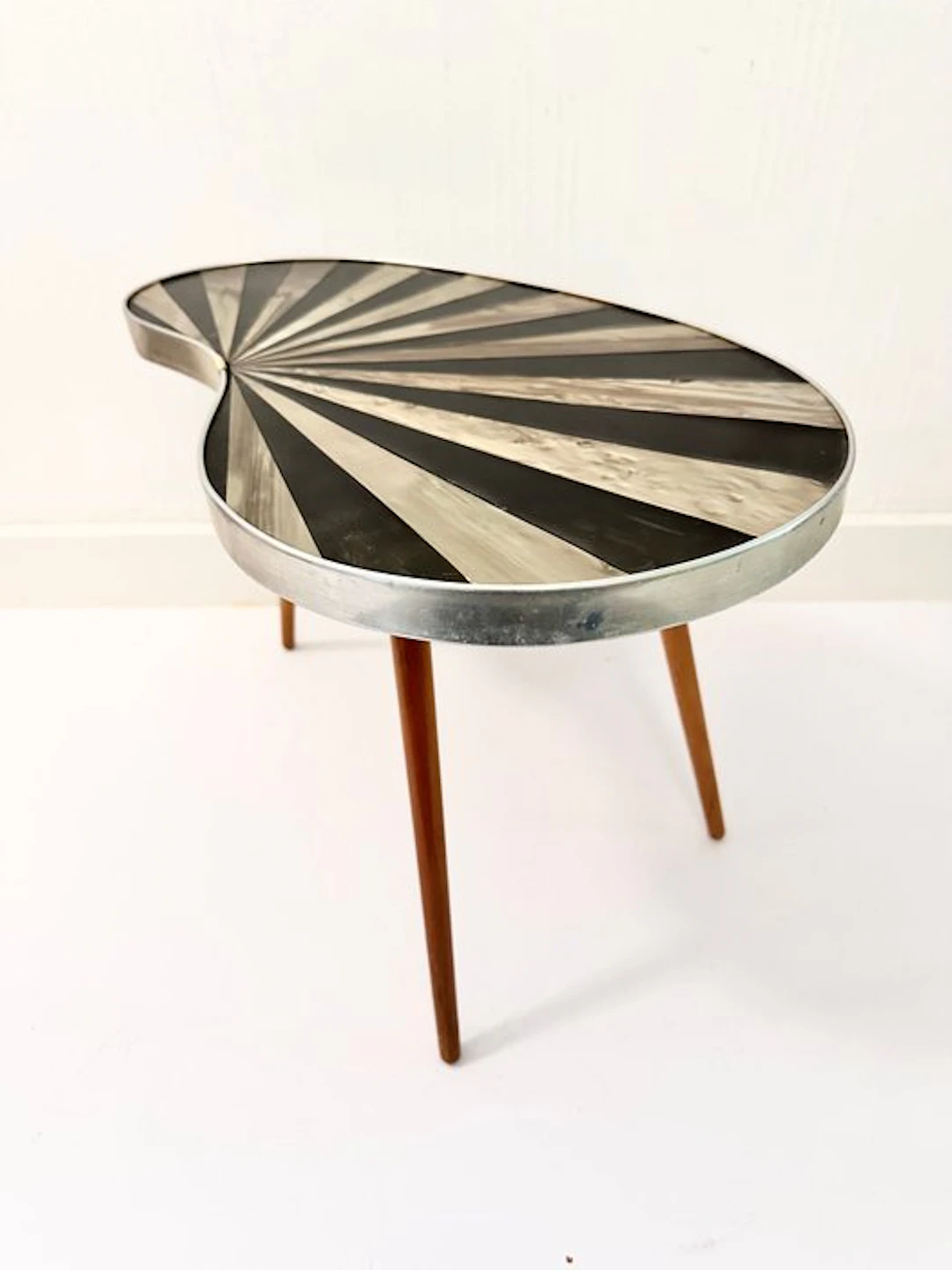 Side table - laminate, Wood, Brass - Original vintage
