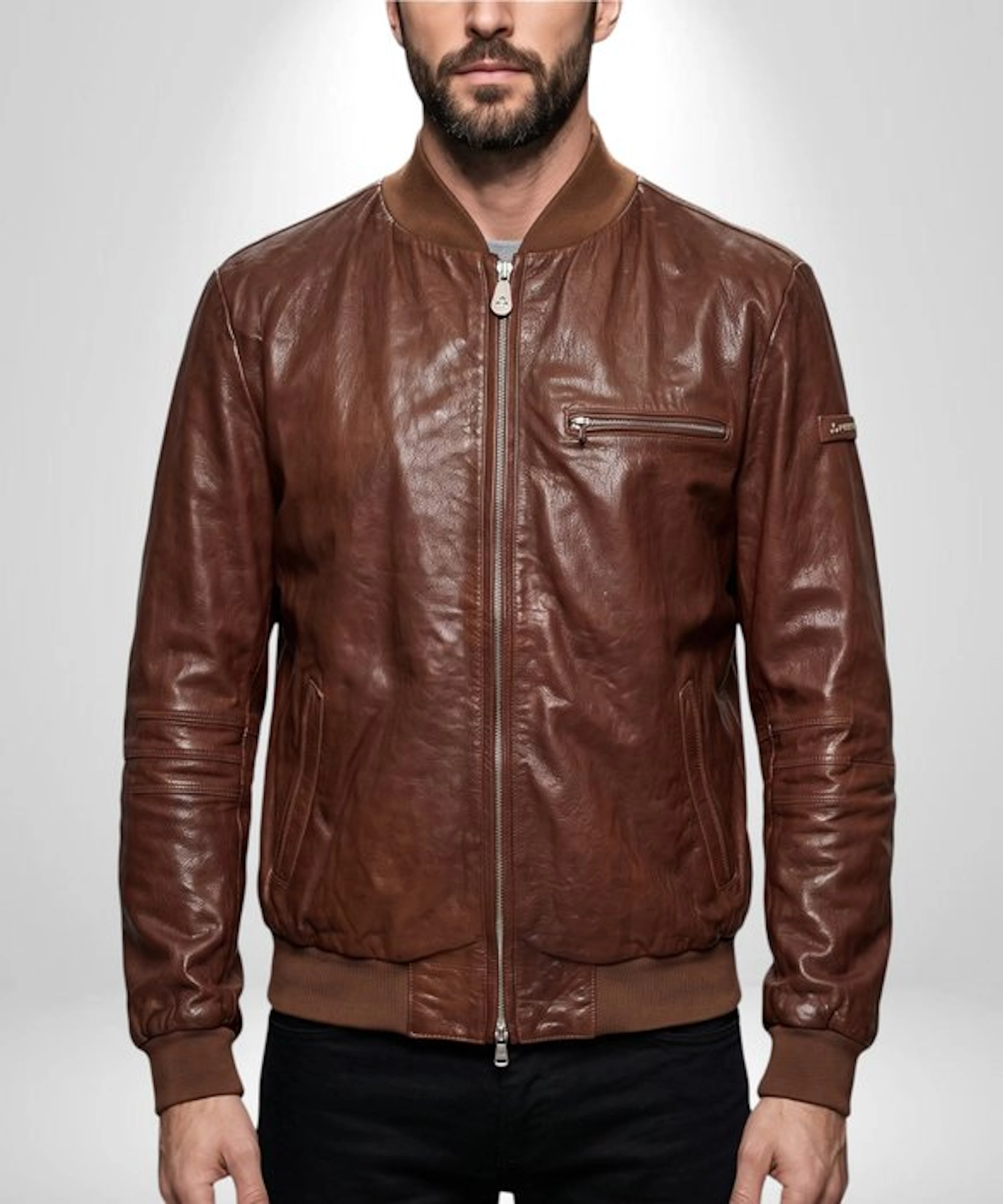 PEUTEREY Premium 100% Leather Bomber coat Jacket Exclusive Collection Tg