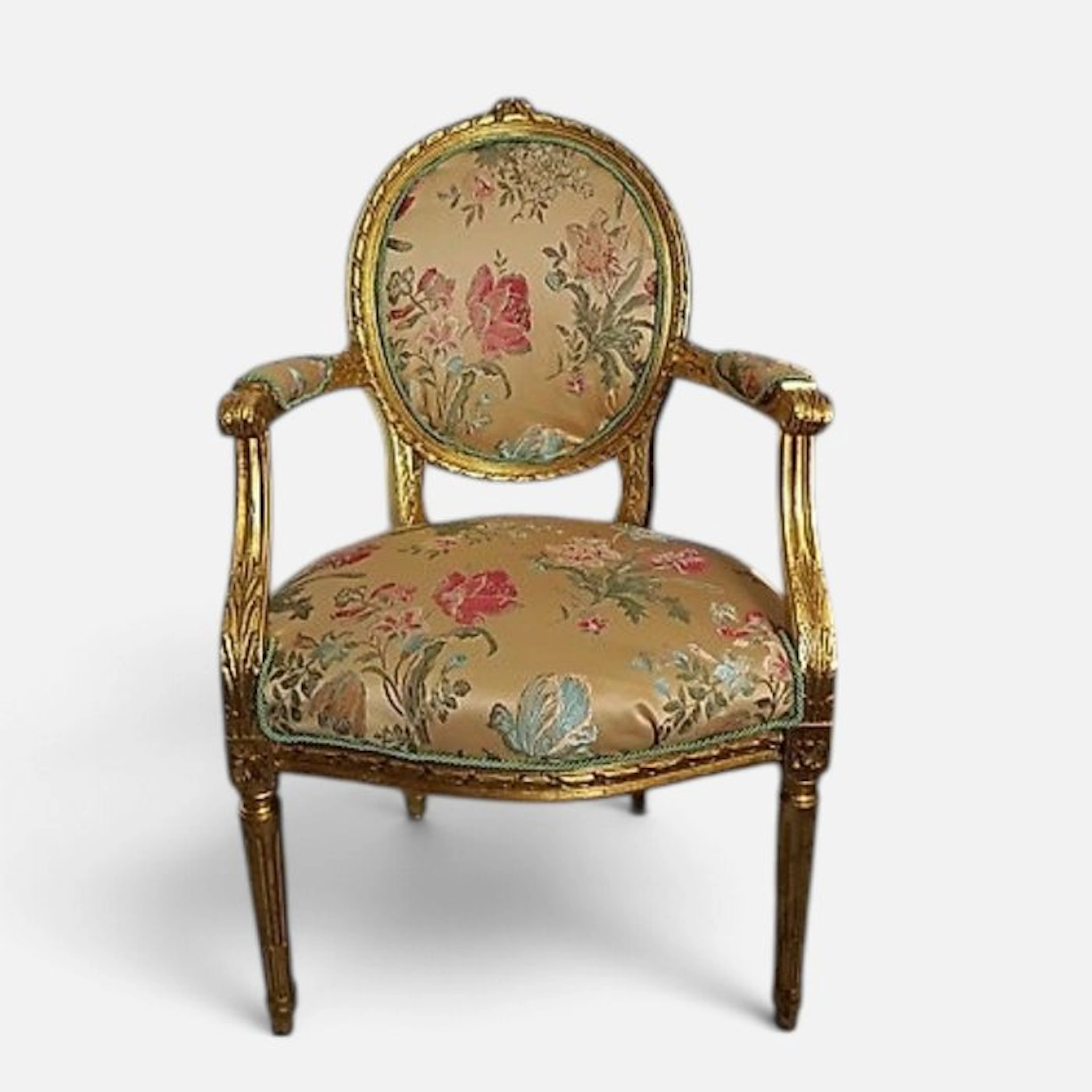Armchair - Wood, Textile, Gilt wood - Louis XVI gilded armchair