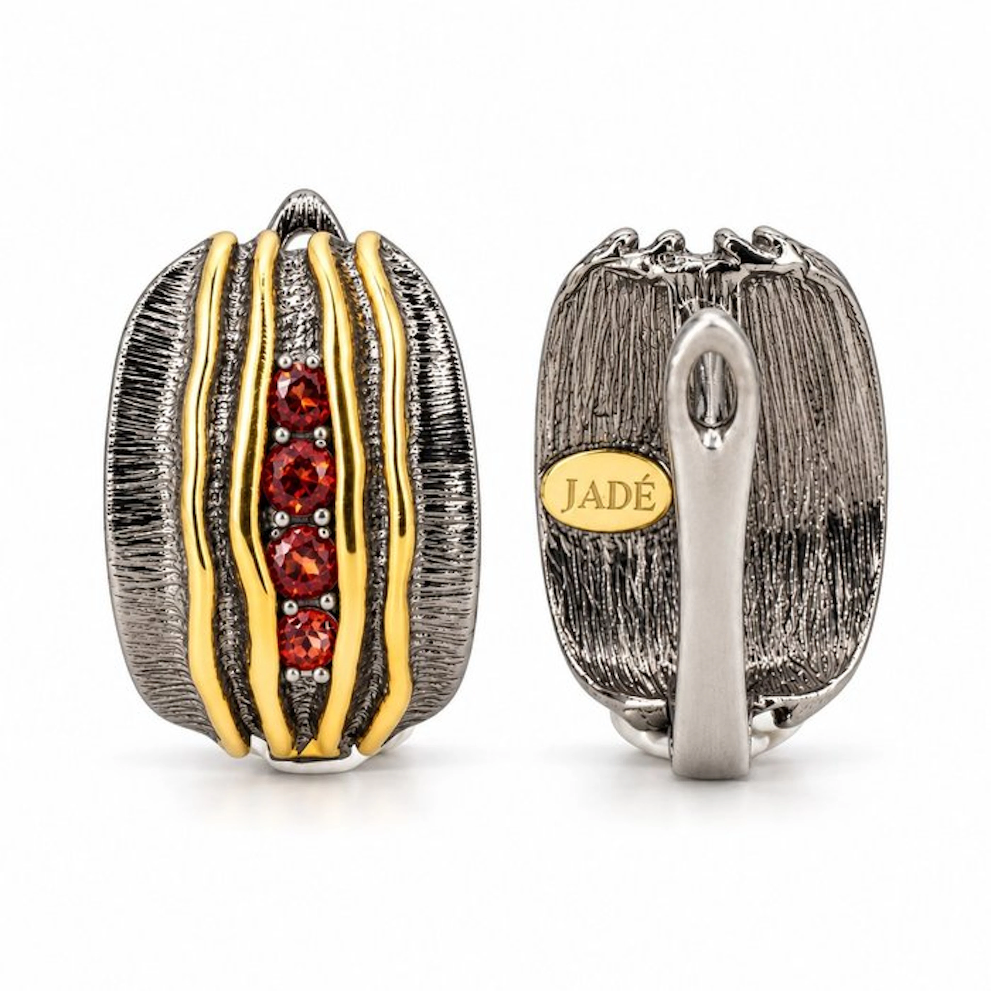 No reserve price - Earrings Gold-plated, Silver Garnet - Limited edition