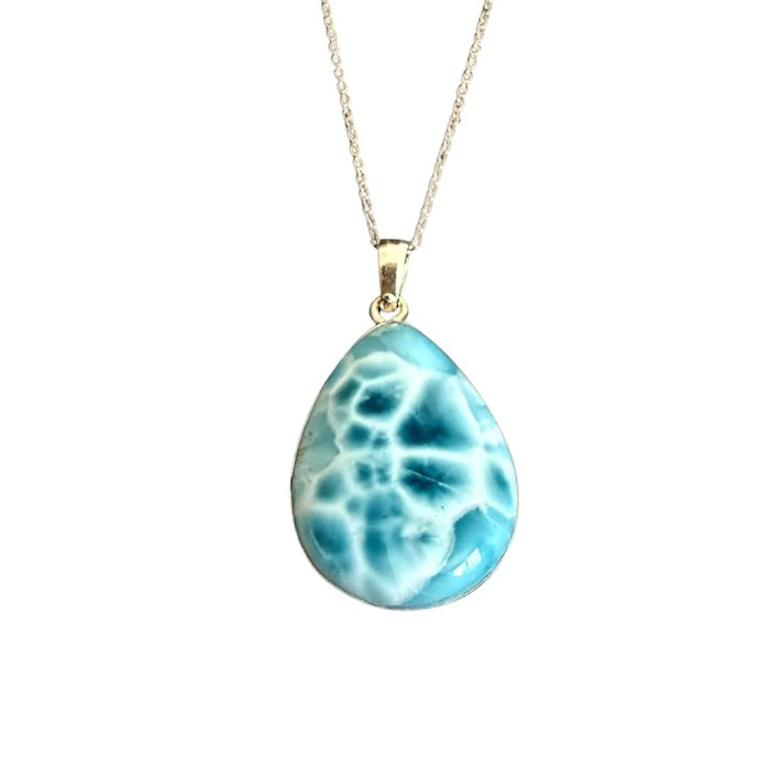 Magnificent Larimar Pendant - 925 silver Pendant - Height...