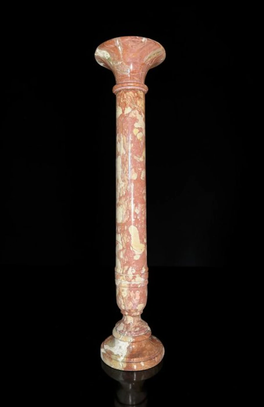 Column - Marmo Policromo Rosa - Capitelli a Tromba - Circa 1900 - H : 100 cm