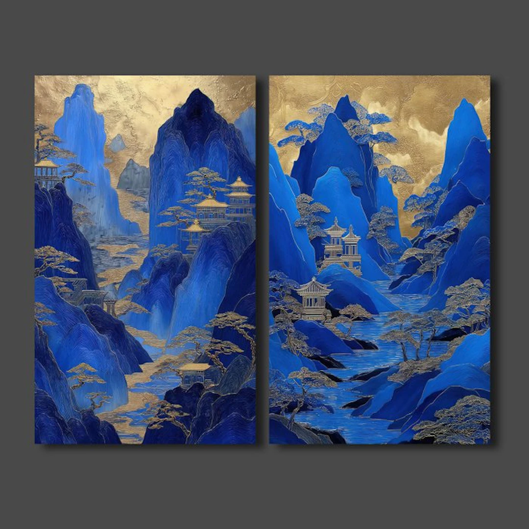 Shanshui Dorado: Reconstrucción en Cobalto y Oro - yamila...