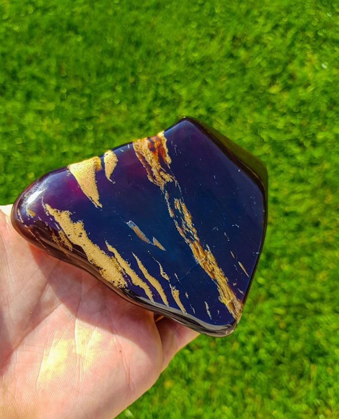 Amber - Amber - HQ Freeform Blauwe Barnsteen - 9.5 cm...