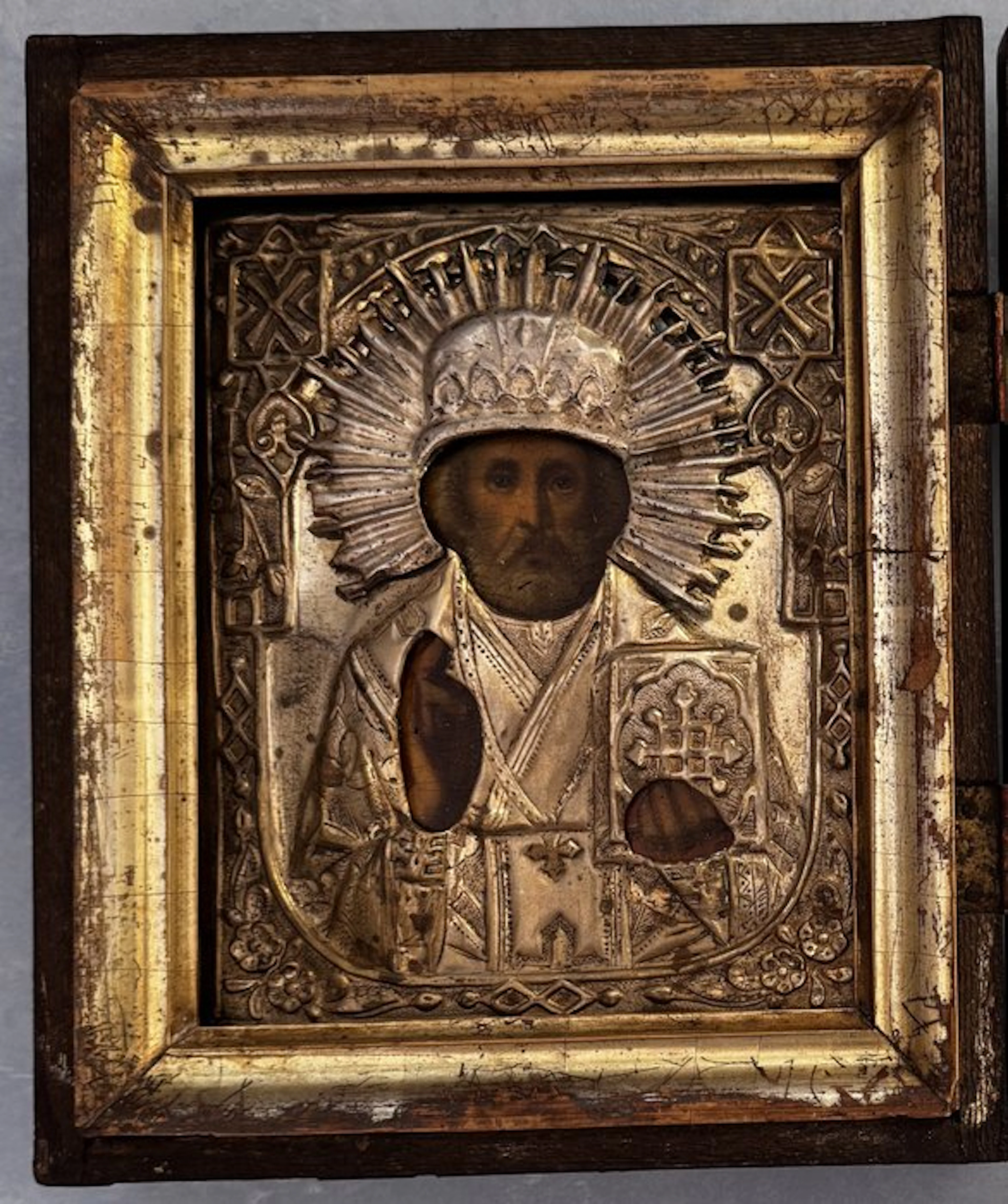 Icon - Nicholas the Wonderworker - Wood, Metal