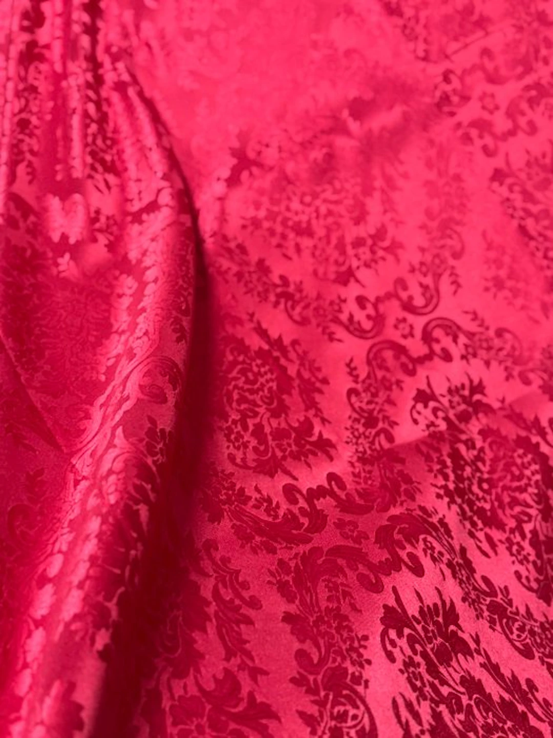 Luxurious Venetian San Leucio red damask fabric - Textile - 2.5 m - 2.8 m
