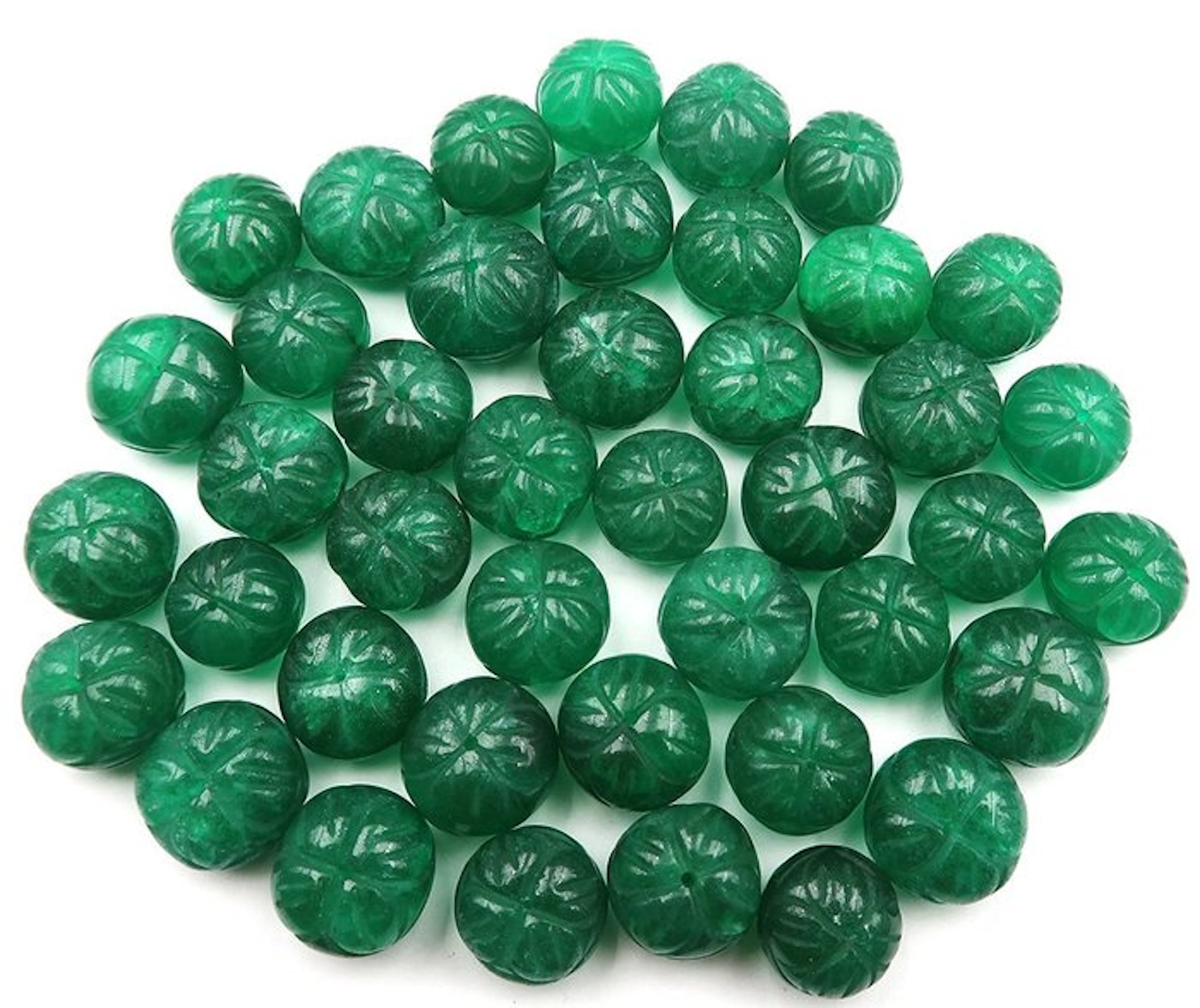 Carved emerald beads - 830 carats Carving- 166 g - (42)