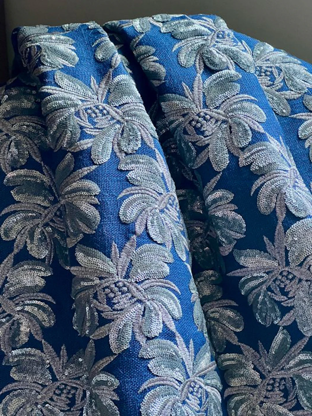 Exclusive Indian fabric embroidered with silver thread