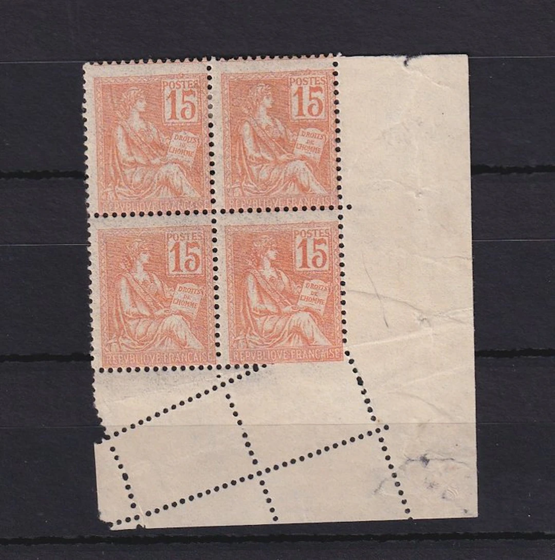 France 1900 - superbe variété piquage oblique par pliage - Maury n°117m