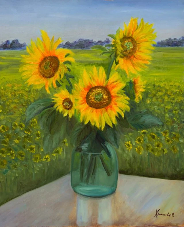 Olga Kramtsova (1965-) - Tournesols parmi les Tournesols...
