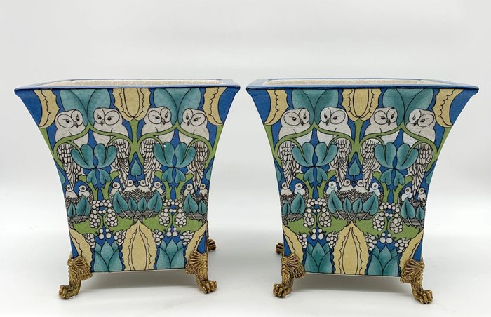 Jardinière (2) - Porcelain, Bronze