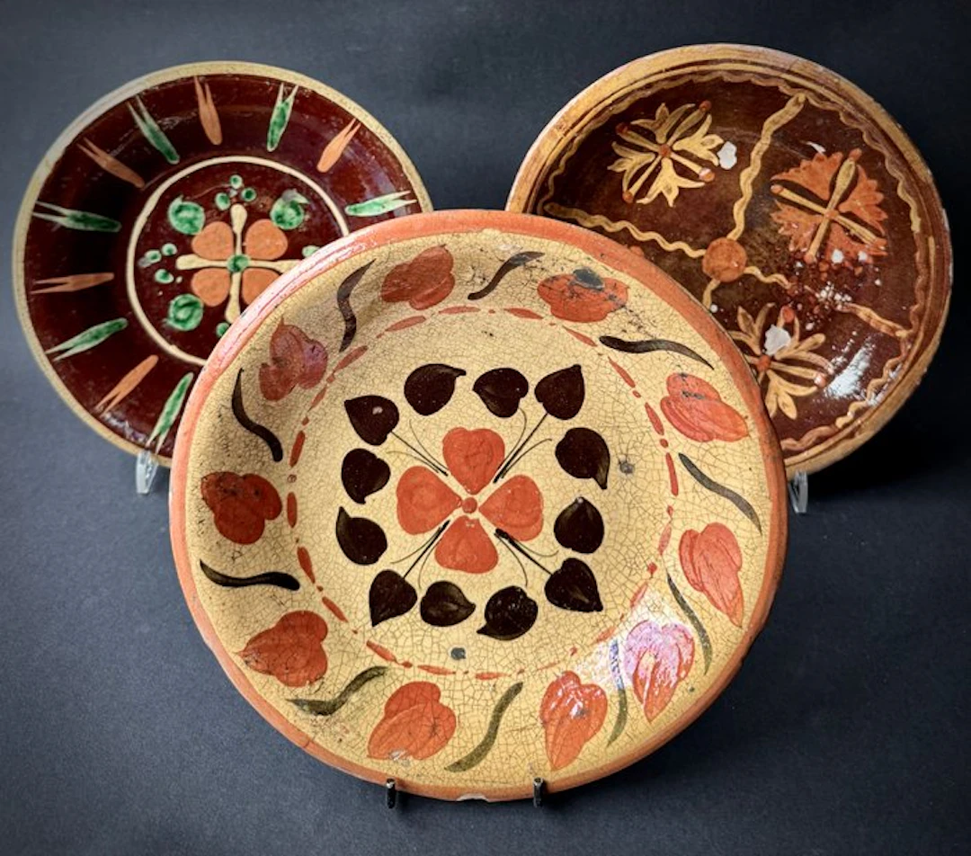 Dish (3) - Three glazed terracotta dishes