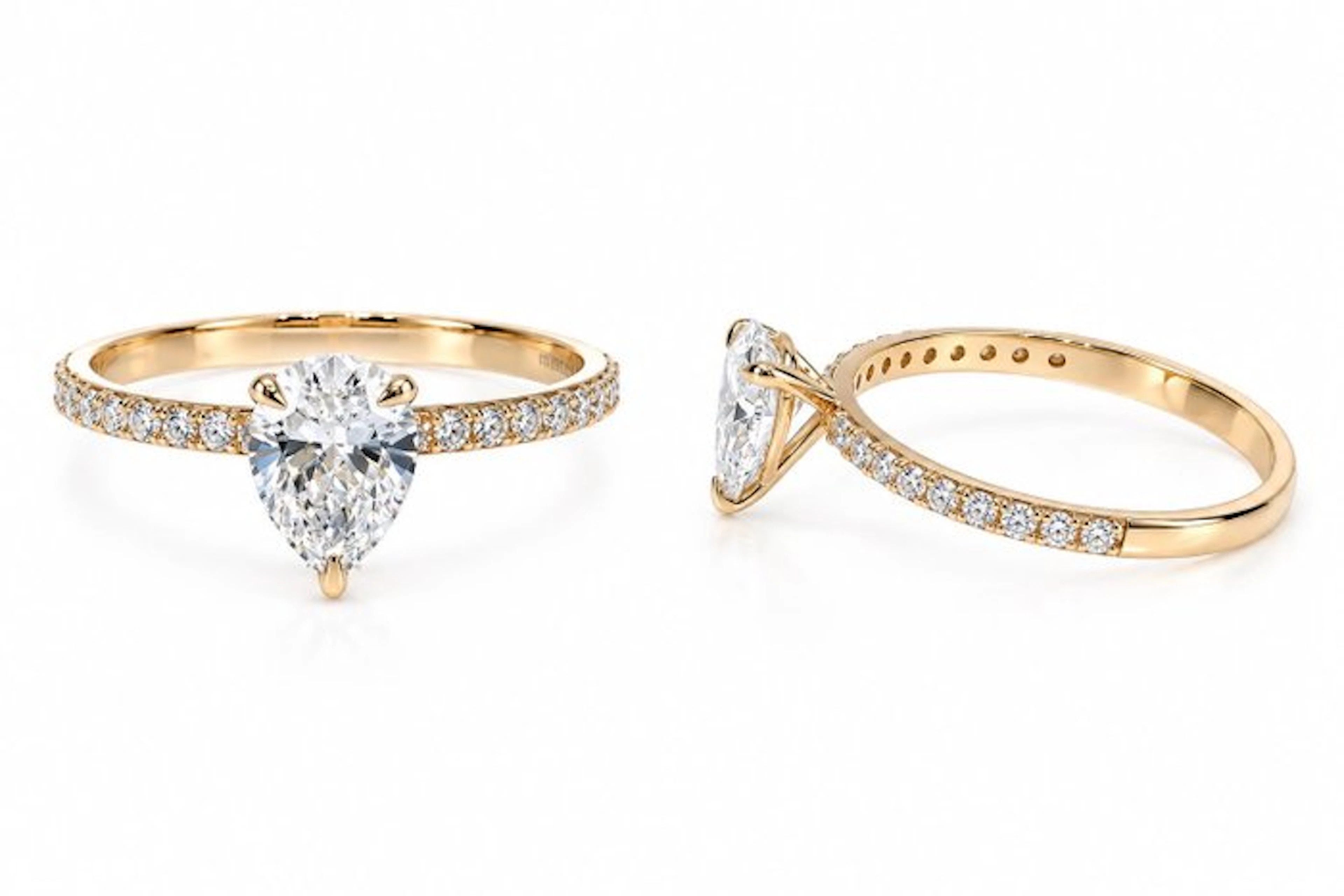 No reserve price - Ring - 14 kt. Yellow gold - 1.03ct. tw. Diamond (Lab-grown)