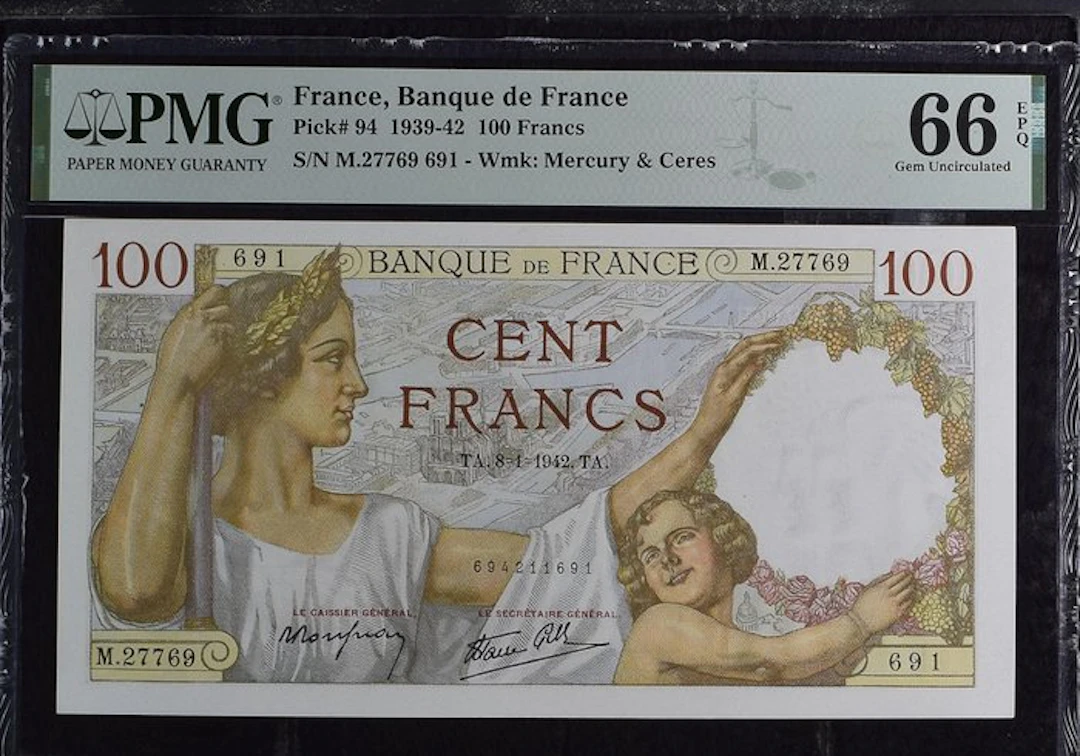 France. - 100 Francs - 1942 - Pick 94 (No reserve price)