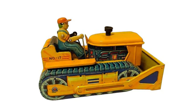 Zeldzame Vintage Line Mar Toys Japan Bulldozer No.17...