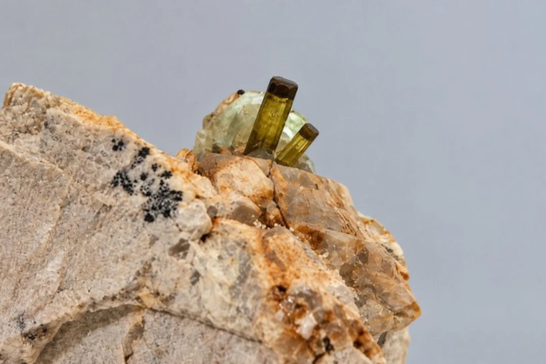 Tourmaline Crystals on matrix - Height: 9 cm - Width: 8 cm- 600 g - (1)