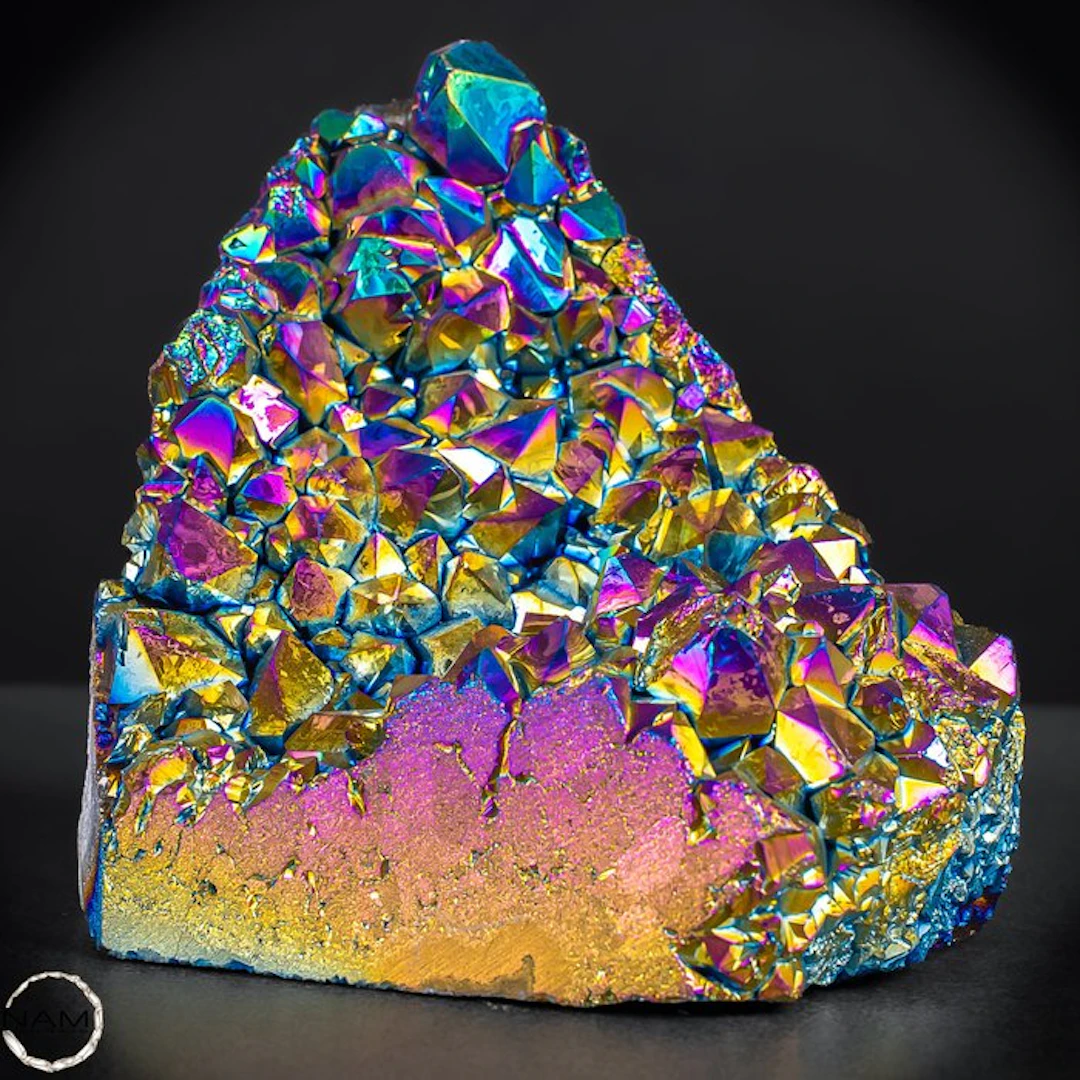 Spectacle of Light: Aura-Amethyst Druse in rainbow colors- 1167.17 g