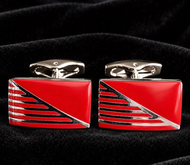 Vintage 925 Sterling Silver Red Enamel Cufflinks –...
