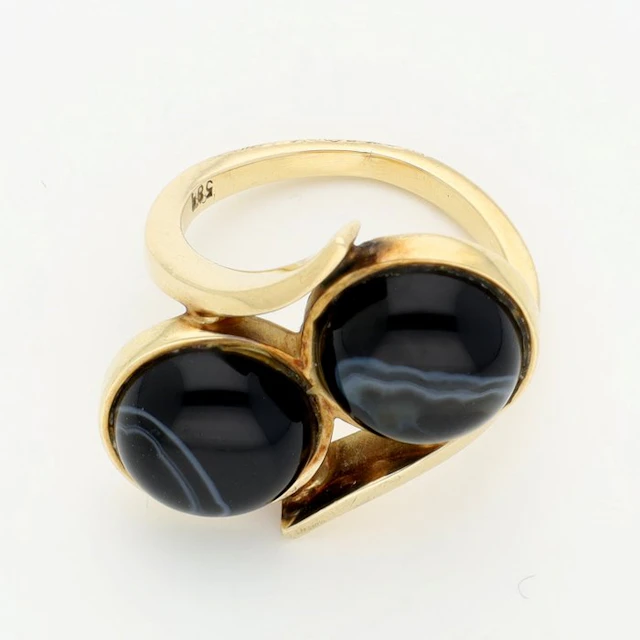 Ring - 14 kt. Yellow gold - Onyx