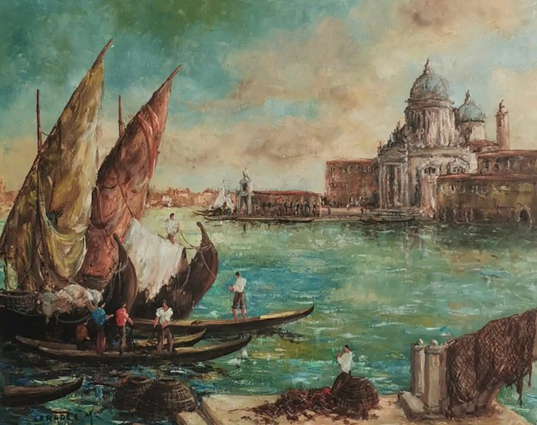 Marcel Caradec (1901-1998) - Vue de la Basilique Santa Maria della Salute